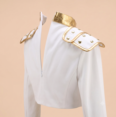 Kpop Demon Hunters Girl Costume Set | Embroidered White Gold Outfit for Dance or Cosplay Performances