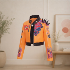 Kpop Demon Hunters Girls Costume Set | Orange Jacket & Shorts for Dance & Cosplay