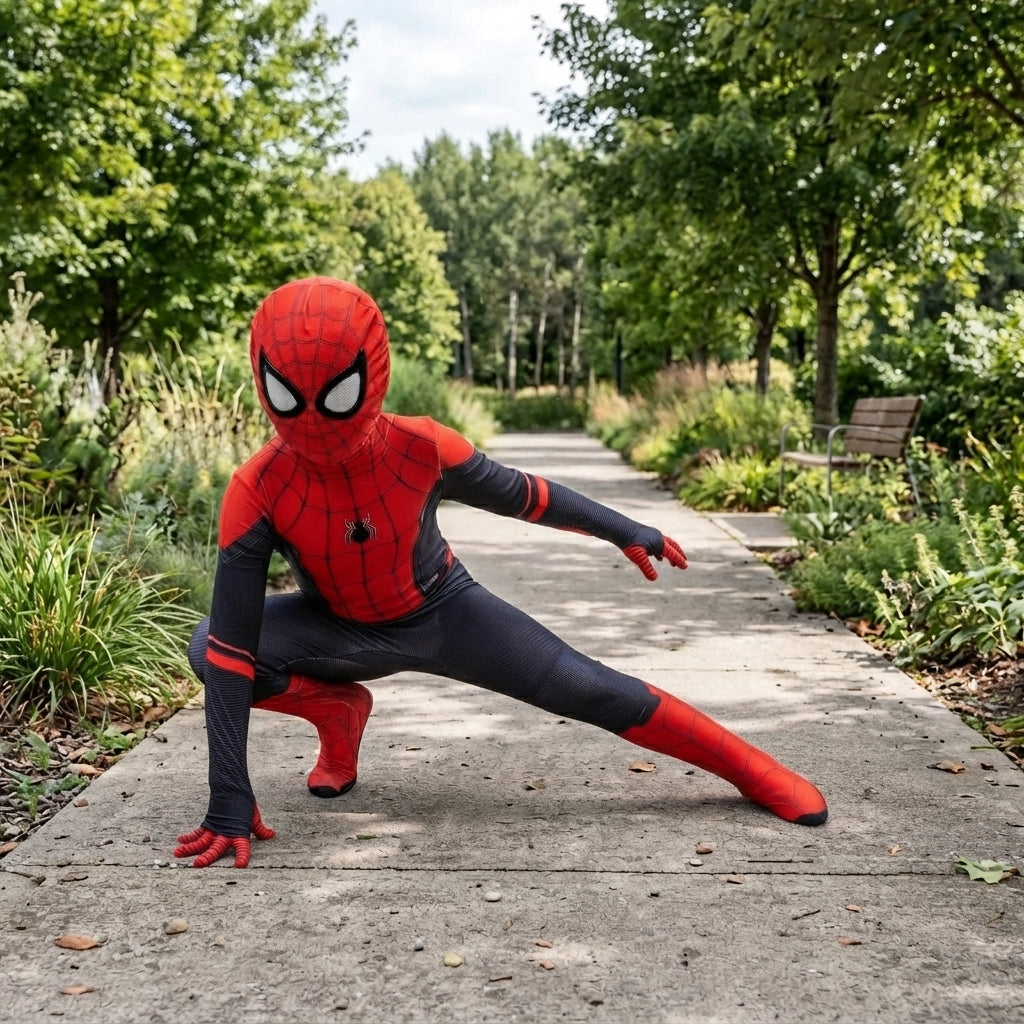 Superhero Suit for Boys | Kids Spiderman Costume | Toddler Far From Home Jumpsuit with Detachable Mask