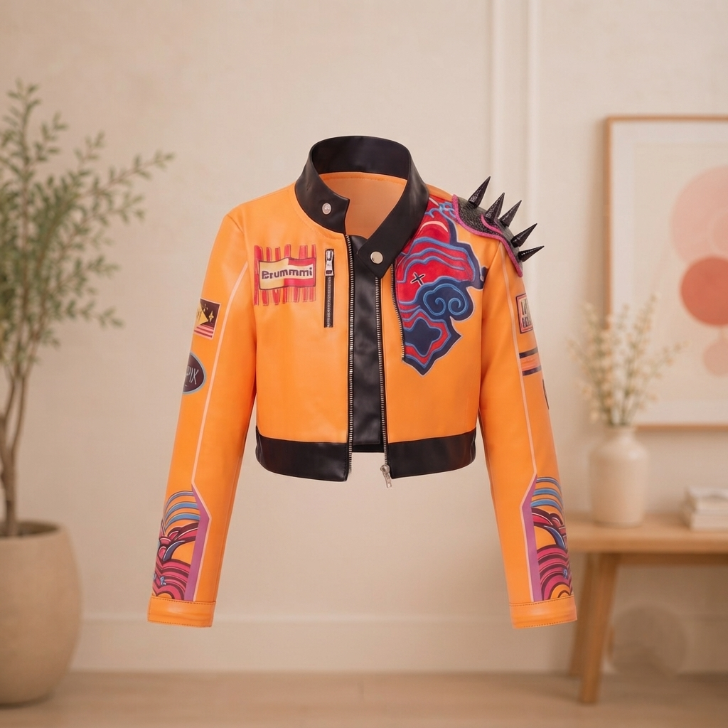 Kpop Demon Hunters Girls Costume Set | Orange Jacket & Shorts for Dance & Cosplay