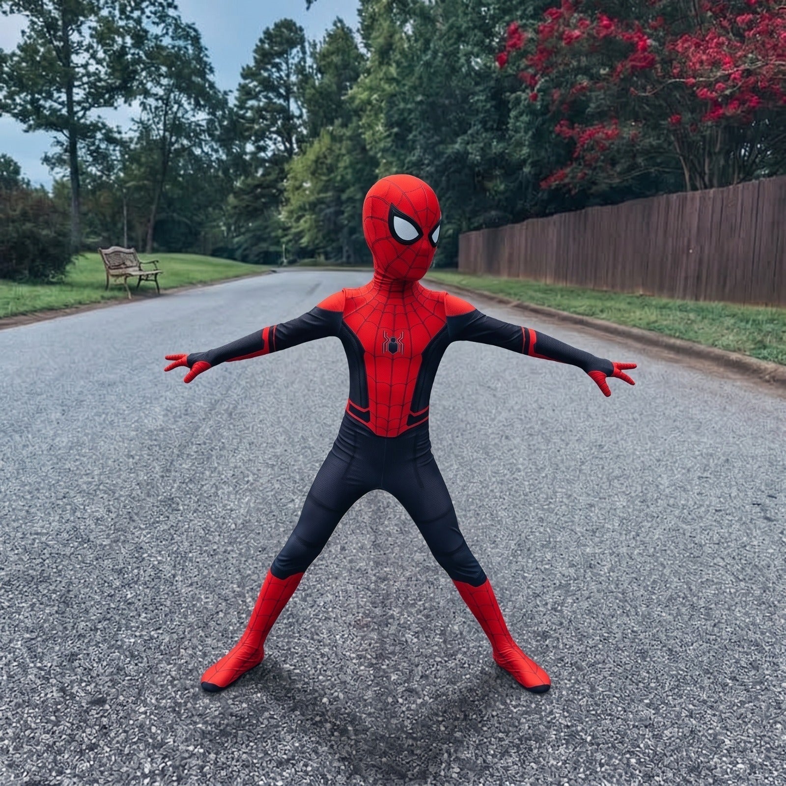 Superhero Suit for Boys | Kids Spiderman Costume | Toddler Far From Home Jumpsuit with Detachable Mask