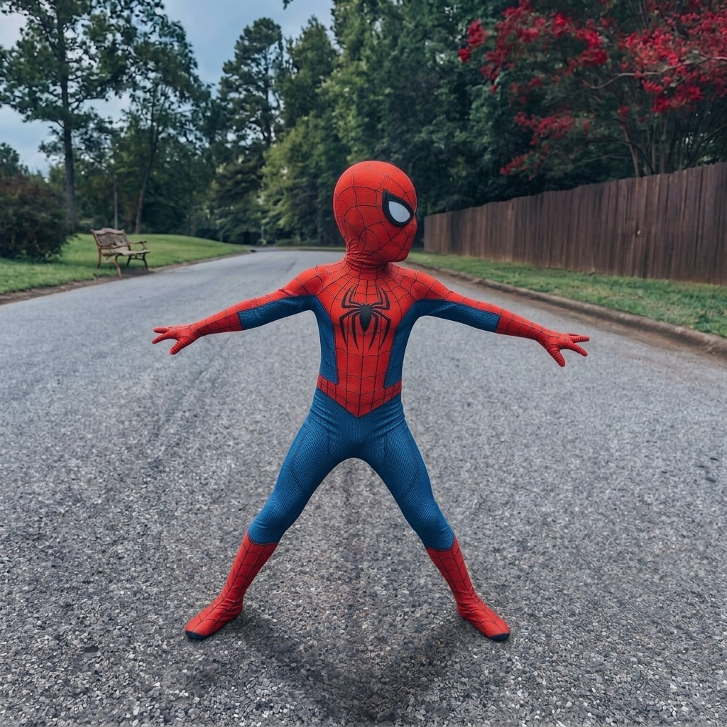Kids Spiderman Costume | Superhero Jumpsuit for Boys | Halloween Party Dress Up